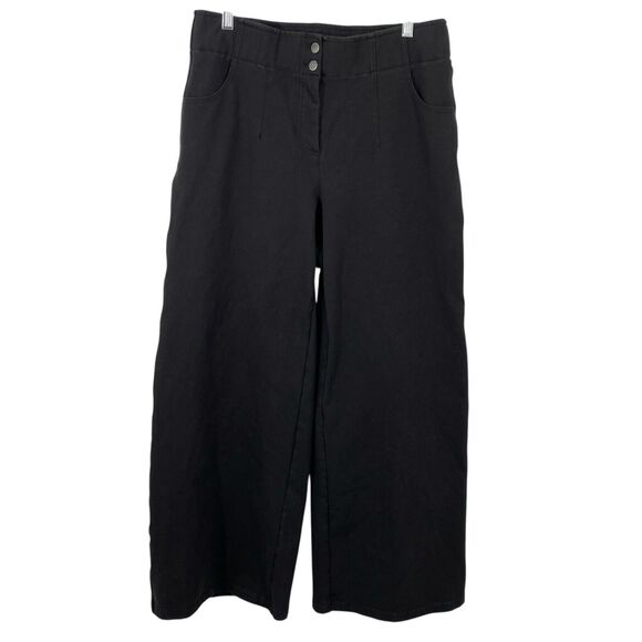 Chicos Cotton Stretch Wide Leg Pants Womens Size 10 Medium Black - Picture 2 of 9